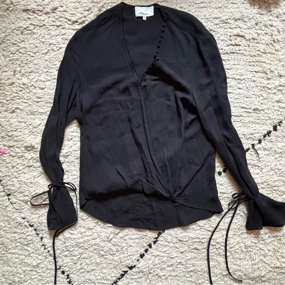 3.1 Philip Lim Black Tie Blouse